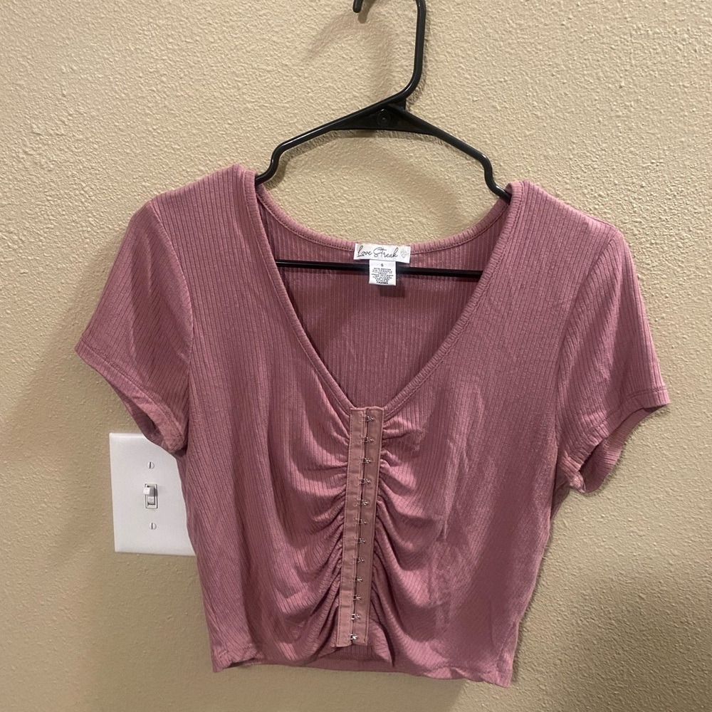 Love Tree Mauve Ruched Crop Top